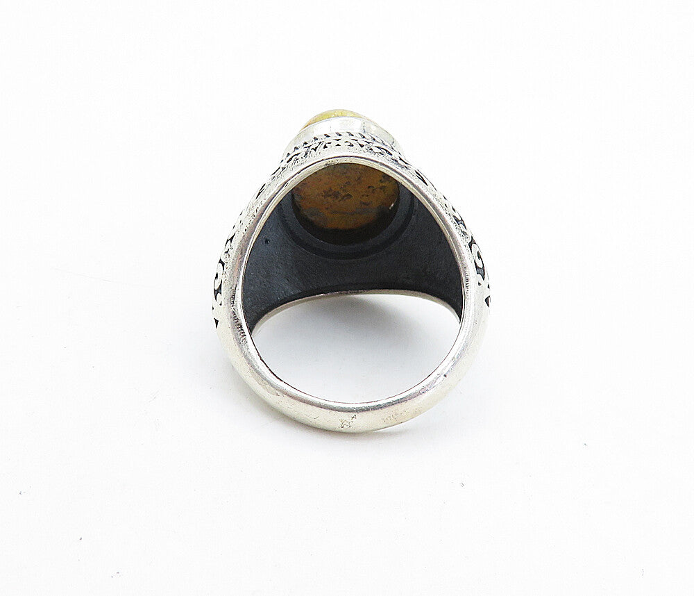 925 Sterling Silver  Vintage Orange Jasper Swirl Cocktail Ring Sz 6.5  RG7241