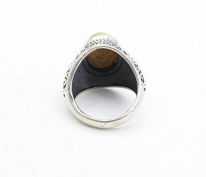 925 Sterling Silver  Vintage Orange Jasper Swirl Cocktail Ring Sz 6.5  RG7241
