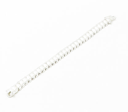 925 Sterling Silver  Shiny Matte Hinge Link Chain Bracelet  BT6019