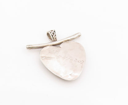 925 Sterling Silver Vintage Pendant Pink Gemstone Designer Love Heart  PT25689