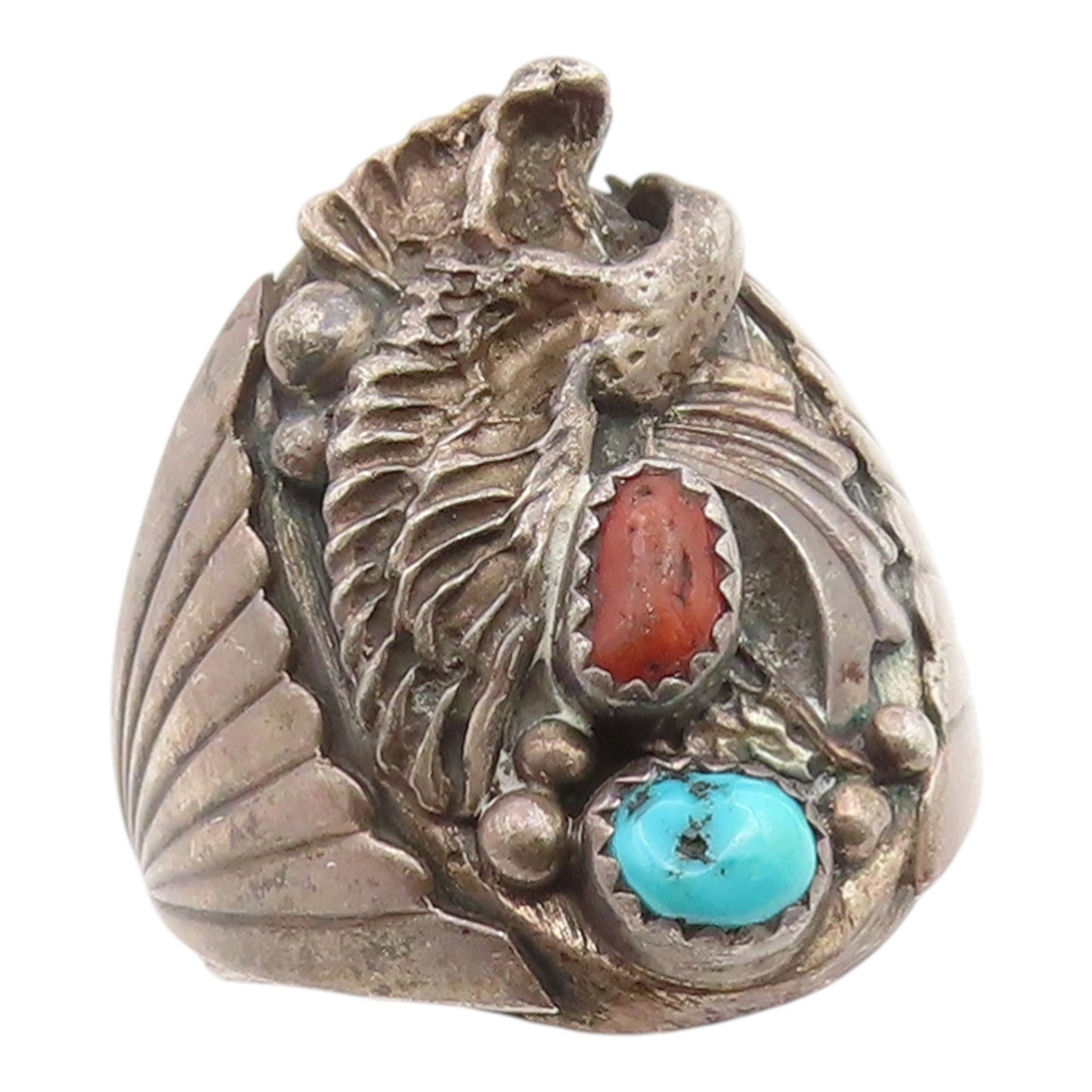 925 Sterling Silver Vintage Ring ROBERT BECENTI NAVAJO Gemstone Sz 12.5  RG35953