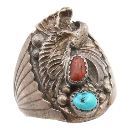 925 Sterling Silver Vintage Ring ROBERT BECENTI NAVAJO Gemstone Sz 12.5  RG35953