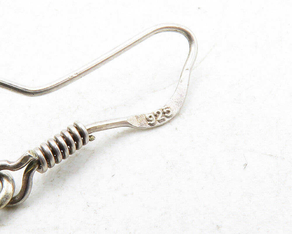 925 Sterling Silver  Vintage Dark Tone Cat Couple Dangle Earrings  EG6539