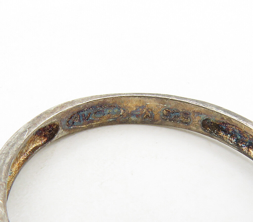 AVON 925 Silver  Vintage Yellow Topaz Dark Tone Band Ring Sz 9.5  RG16698