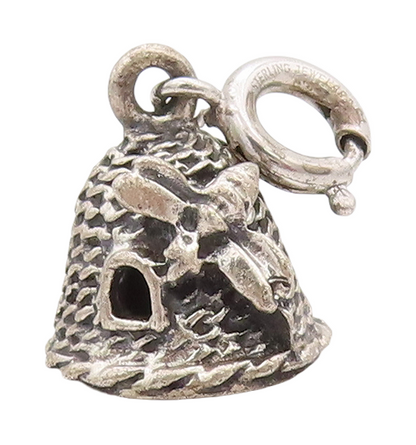 925 Sterling Silver Vintage Pendant Domed Carved Wind Mill  PT23562