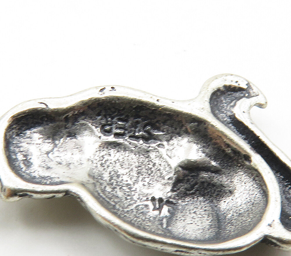 925 Sterling Silver  Vintage Shiny Sitting Cat Animal Motif Pendant  PT12722