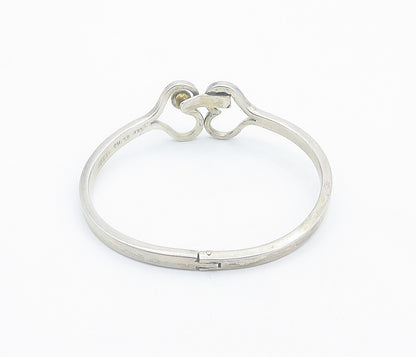 MEXICO 925 Sterling Silver  Vintage 2 Tone Love Hearts Bangle Bracelet  BT3387