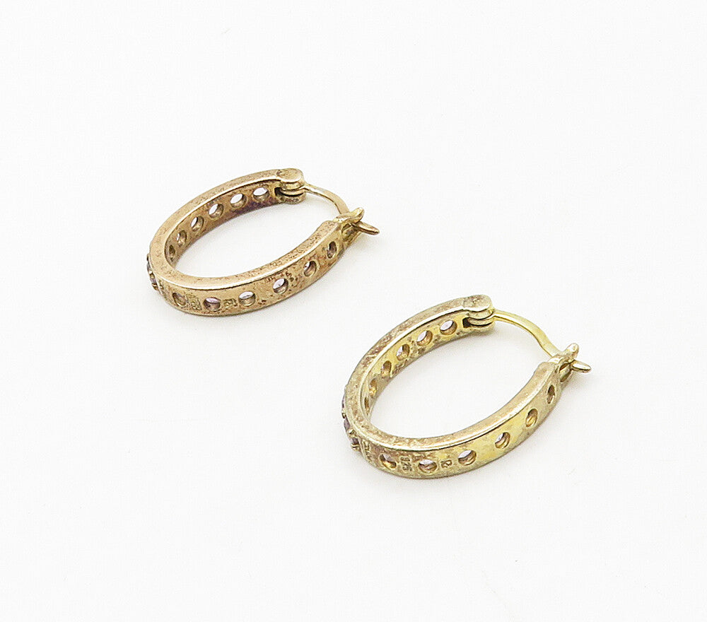 925 Sterling Silver  Topaz Gold Plated Shiny UShape Hoop Earrings  EG8383