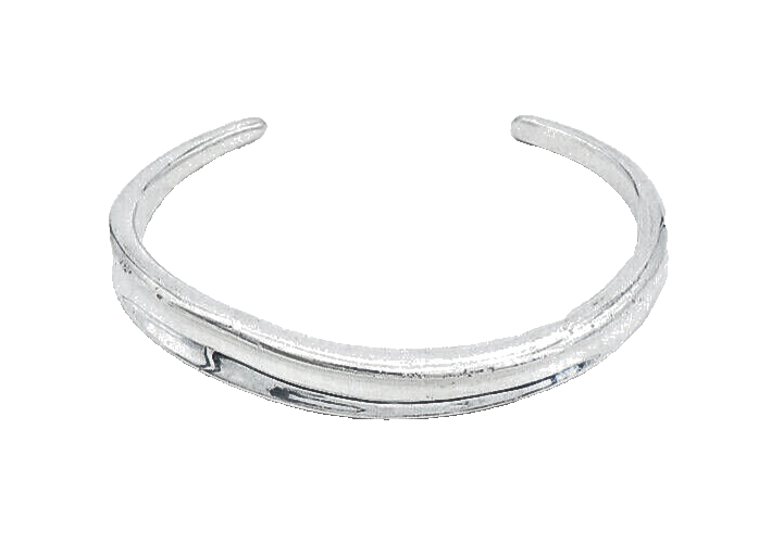 RLM STUDIO 925 Silver  Vintage Shiny Minimalist Concave Cuff Bracelet  BT1544
