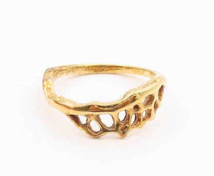 925 Sterling Silver Vintage Ring Gold Plated Openwork Multi Band Sz 9.5 RG36228