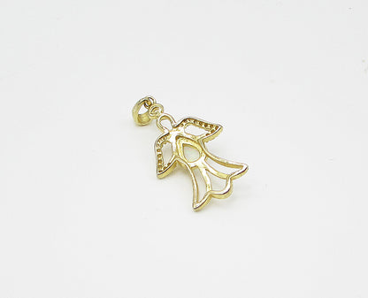Gold Over 925 Silver  Fire Opal & Cubic Zirconia Angel Drop Pendant  PT2135