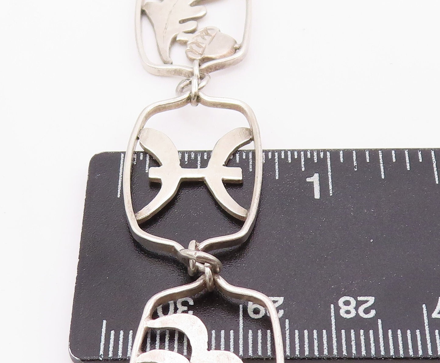 925 Sterling Silver Vintage Necklace ROGER NICHOLS Objects Cutout Chain NE4445