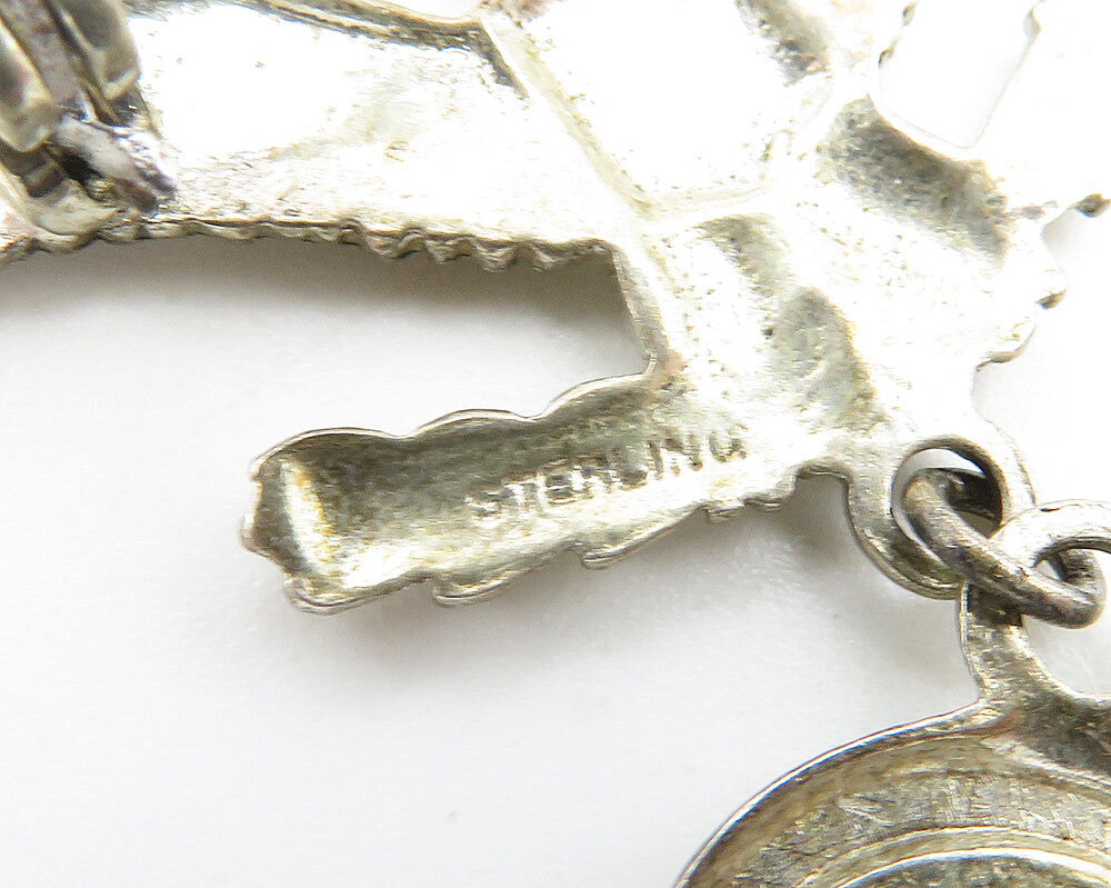 925 Sterling Silver  Vintage United States Navy Love Heart Brooch Pin  BP4197