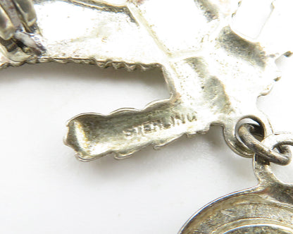 925 Sterling Silver  Vintage United States Navy Love Heart Brooch Pin  BP4197