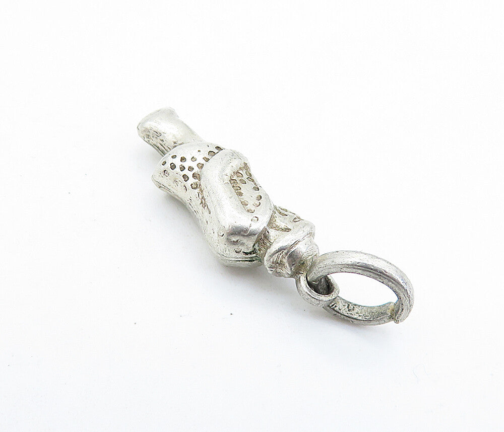 925 Sterling Silver  Vintage Petite Hollow Man In Jacket Drop Pendant  PT4706