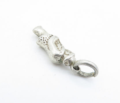 925 Sterling Silver  Vintage Petite Hollow Man In Jacket Drop Pendant  PT4706