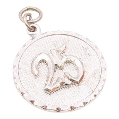 DANECRAFT 925 Silver  Vintage Carved #25 Wavy Edge Round Pendant  PT20399