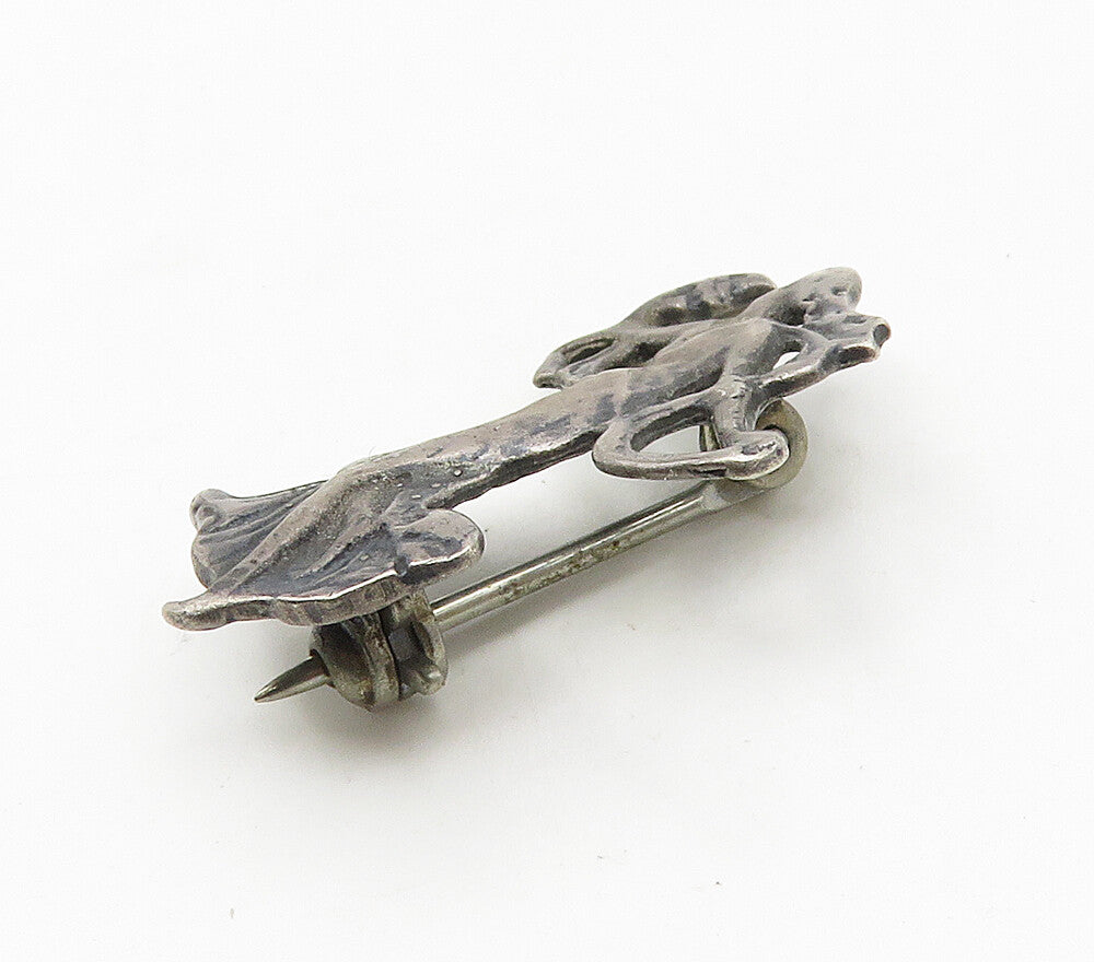 925 Sterling Silver  Vintage Dark Tone Dancing Woman Petite Brooch Pin  BP6550