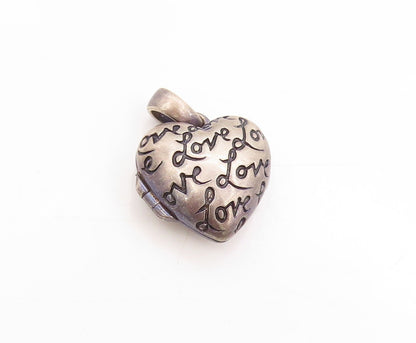 925 Sterling Silver Vintage Pendant Engraved Love Heart Locket OPENS  PT25118