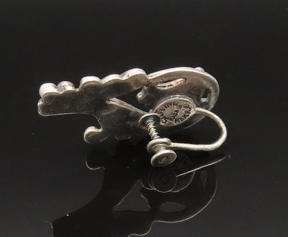 MEXICO 925 Silver  Vintage Open Beaded Swirl Screw Back Earrings  EG11763