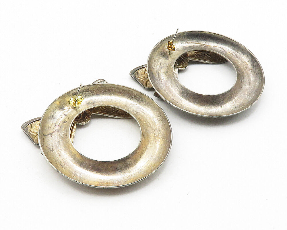 925 Sterling Silver  Vintage Dark Tone Ribbon Bow Wreath Drop Earrings  EG5678