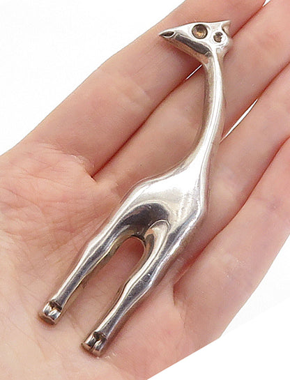 925 Sterling Silver  Vintage Shiny Giraffe Animal Motif Brooch Pin  BP2682