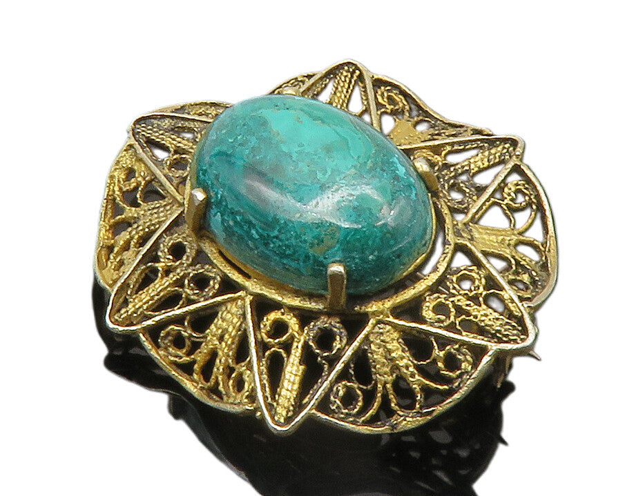 ISRAEL 925 Sterling Silver  Vintage Eilat Filigree Star Brooch Pin  BP5460
