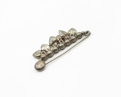 925 Sterling Silver  Vintage Dark Tone Love Heart Charmed Brooch Pin  BP7075