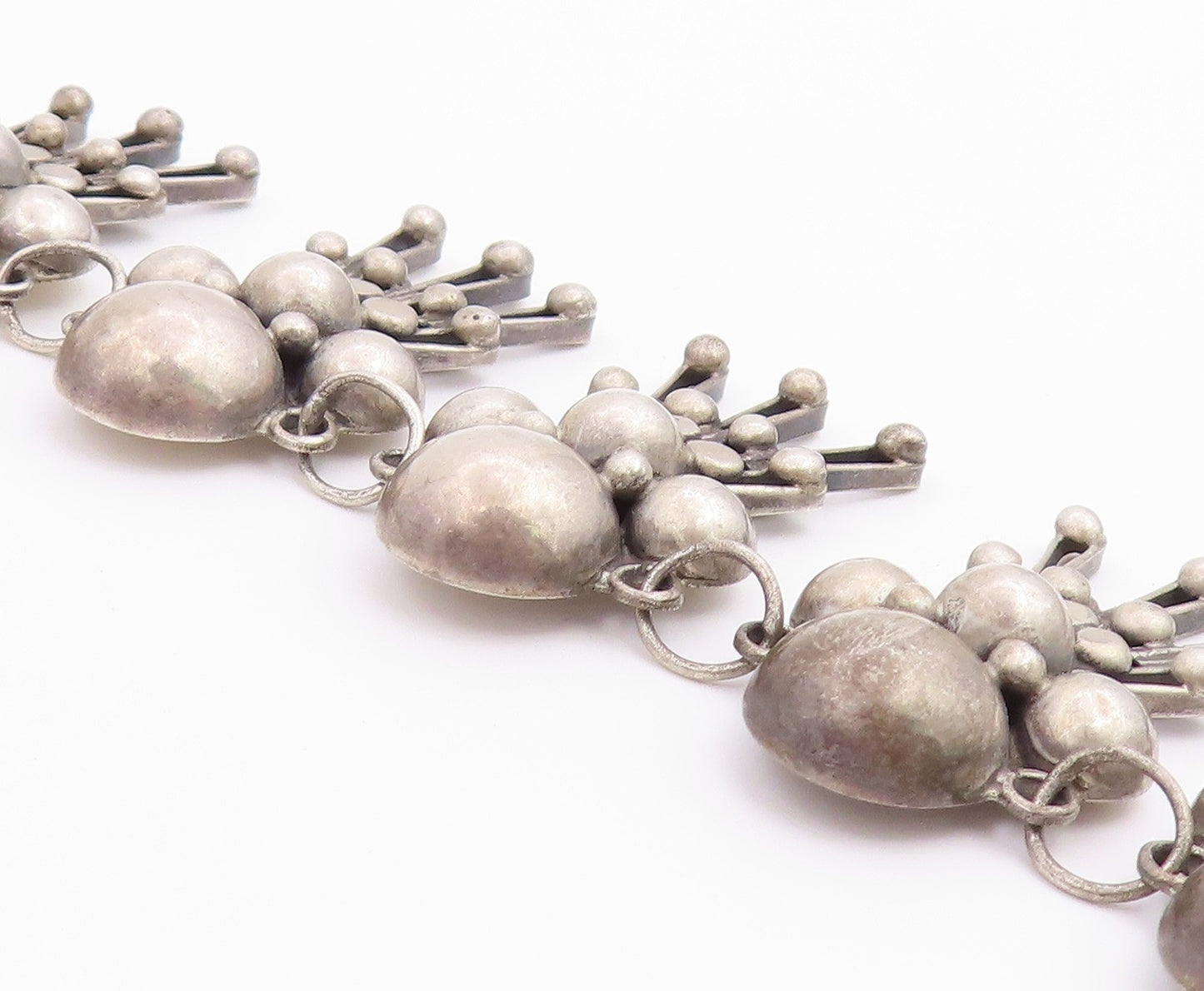 925 Sterling Silver Vintage Necklace TAXCO Doll Motif Statement Chain  NE4886