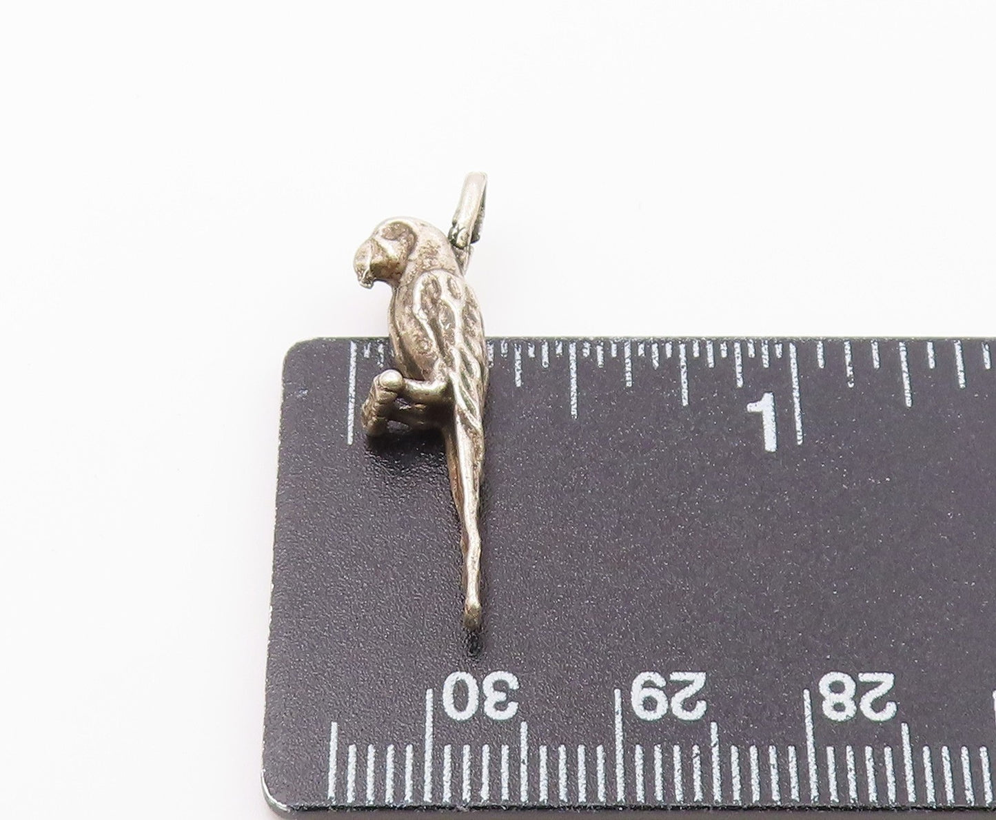925 Sterling Silver  Vintage Petite Perched Parrot Bird Pendant  PT17668