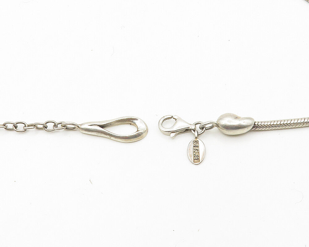 BARSE 925 Silver  Vintage Shiny Square Pendant Snake Chain Necklace  NE2865