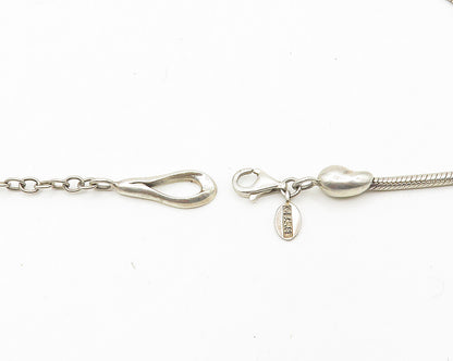 BARSE 925 Silver  Vintage Shiny Square Pendant Snake Chain Necklace  NE2865