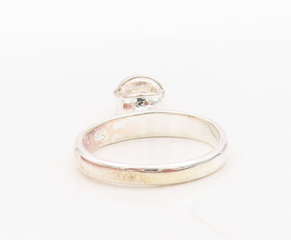 925 Sterling Silver Vintage Ring CZ Inlay Dangling Shoe Charm  Sz 7  RG31117