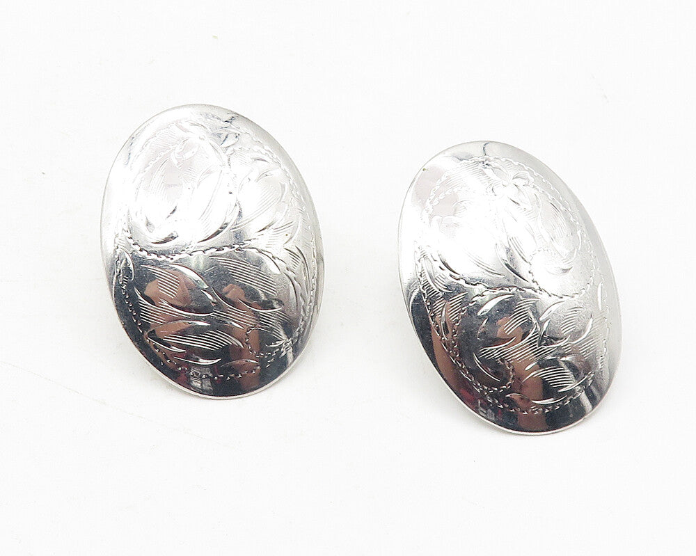 BOND BOYD 925 Silver  Vintage Shiny Floral Vine Non Pierce Earrings  EG6180
