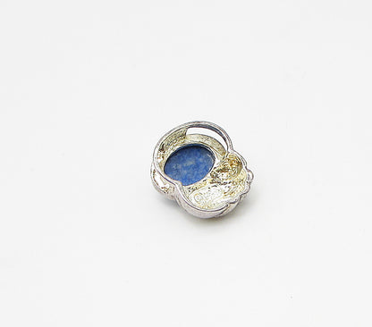 925 Sterling Silver  Vintage Bezel Set Sodalite Slider Pendant  PT2324