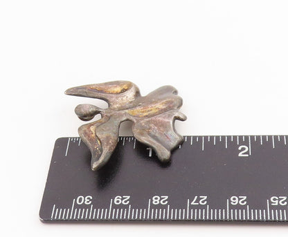 925 Sterling Silver Vintage Brooch Dark Tone Angel With Wings Of Hope   BP11982