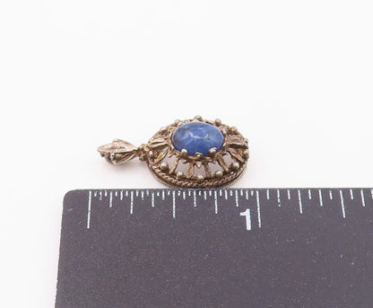 925 Sterling Silver  Vintage Cabochon Sodalite Open Beaded Pendant  PT21142