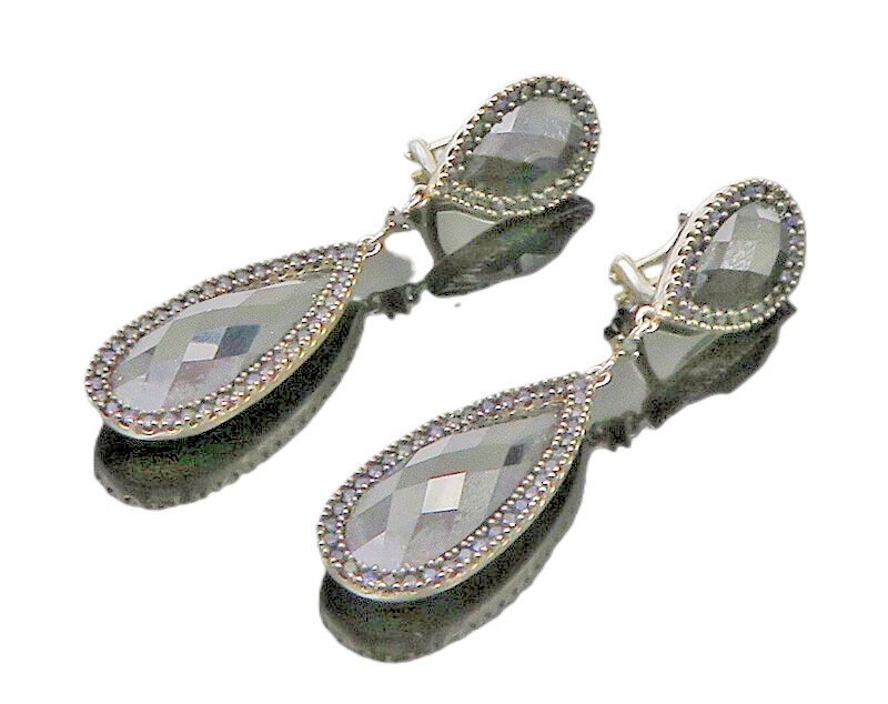 925 Sterling Silver  Vintage Black Spinel Rain Drop Dangle Earrings  EG11058