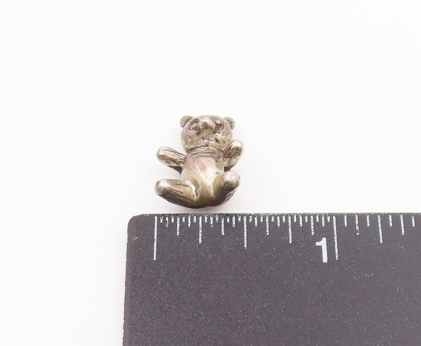 925 Sterling Silver  Vintage Dark Tone Teddy Bear Motif Pendant  PT17431