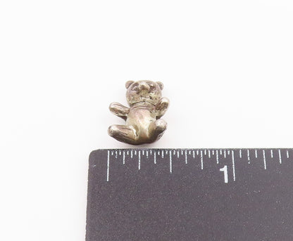 925 Sterling Silver  Vintage Dark Tone Teddy Bear Motif Pendant  PT17431