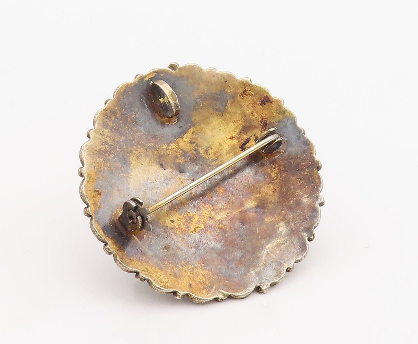 925 Sterling Silver Vintage Brooch Pin ISRAEL Gold Plated Turquoise   BP11217