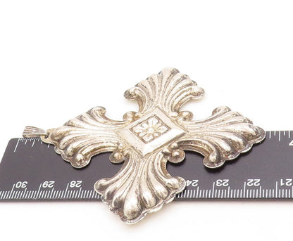 925 Sterling Silver Vintage Pendant REED & BARTON 1973 Swirly Cross  PT23844