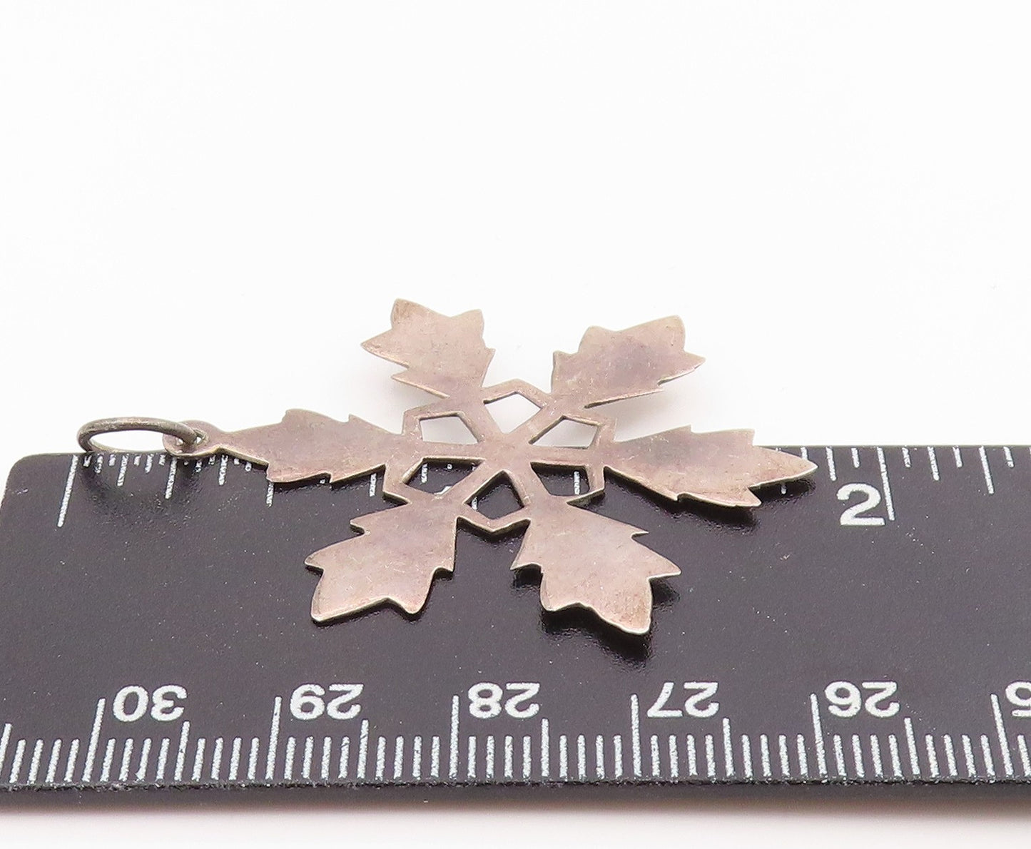 925 Sterling Silver Vintage Pendant Minimalist Snowflake Cutout Charm  PT26062