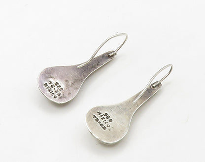 MEXICO 925 Sterling Silver  Vintage Shiny Hollow Smooth Drop Earrings  EG8302