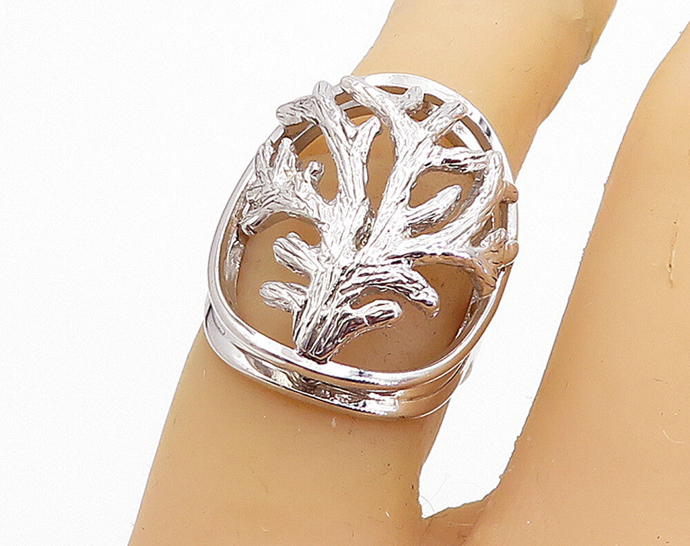 TAHARA & CO. 925 Silver  Polished Tree Branches Dome Band Ring Sz 6  RG5527