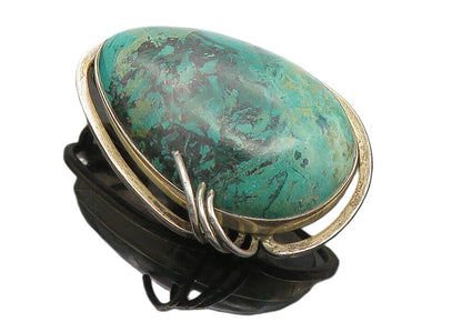 AZORIT ISRAEL 925 Silver Vintage Cabochon Cut Eilat Stone Brooch Pin BP3866