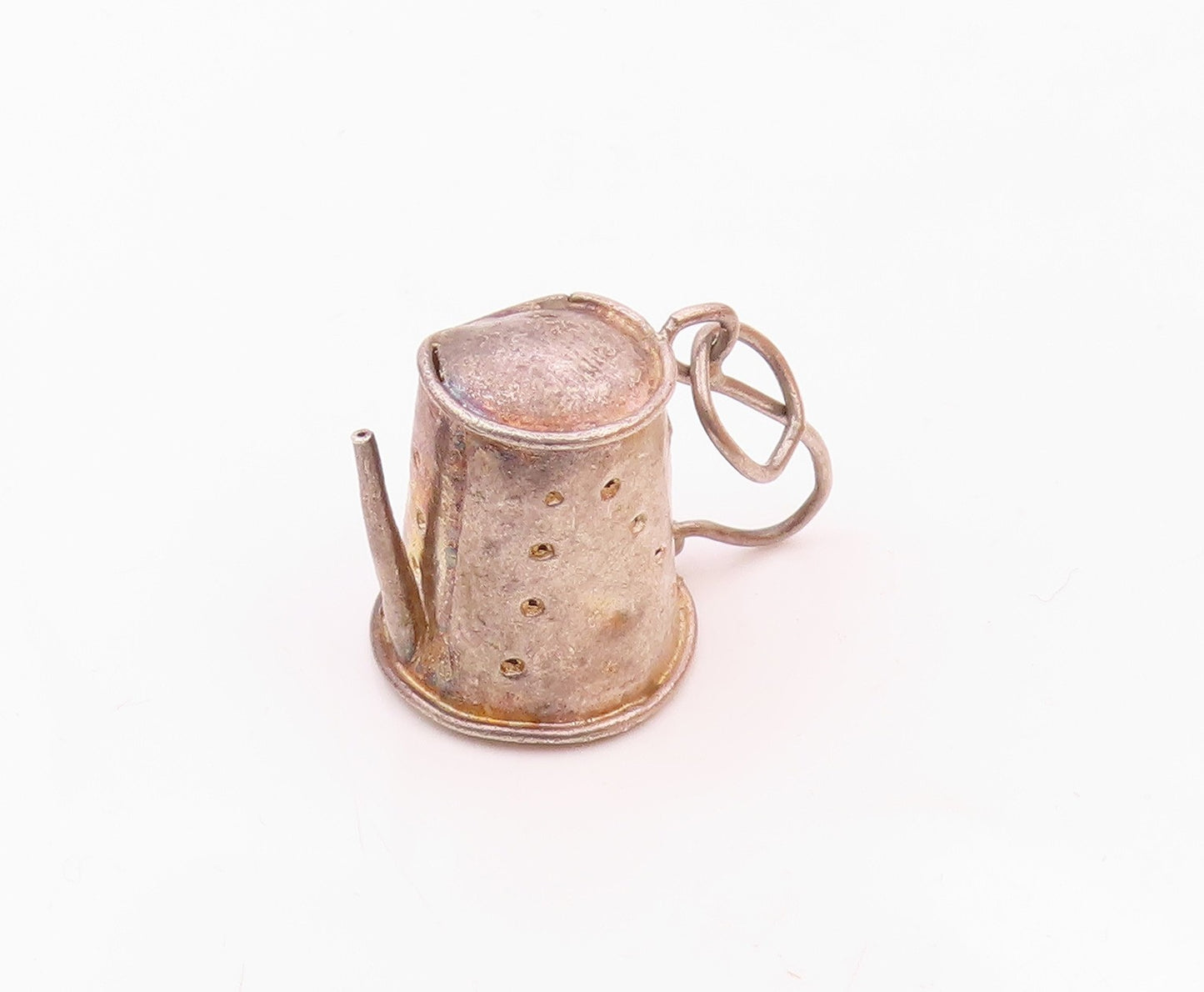 925 Sterling Silver  Vintage Garden Watering Can Motif Pendant  PT18608