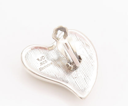 925 Sterling Silver Vintage Earrings Designer Large Puffed Love Heart  EG12858