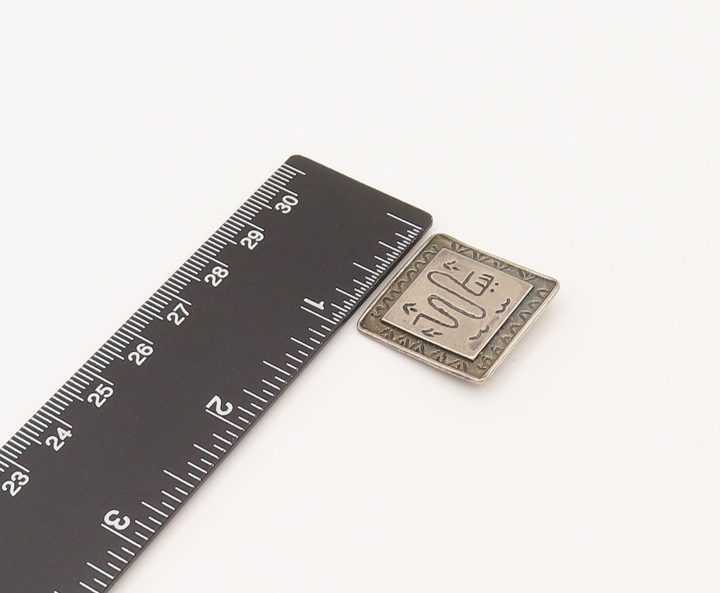 925 Sterling Silver  Vintage Engraved Scenery Square Pendant  PT21933