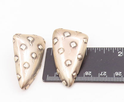 925 Sterling Silver Vintage Earrings Chunky Textured Triangle Studs  EG14007